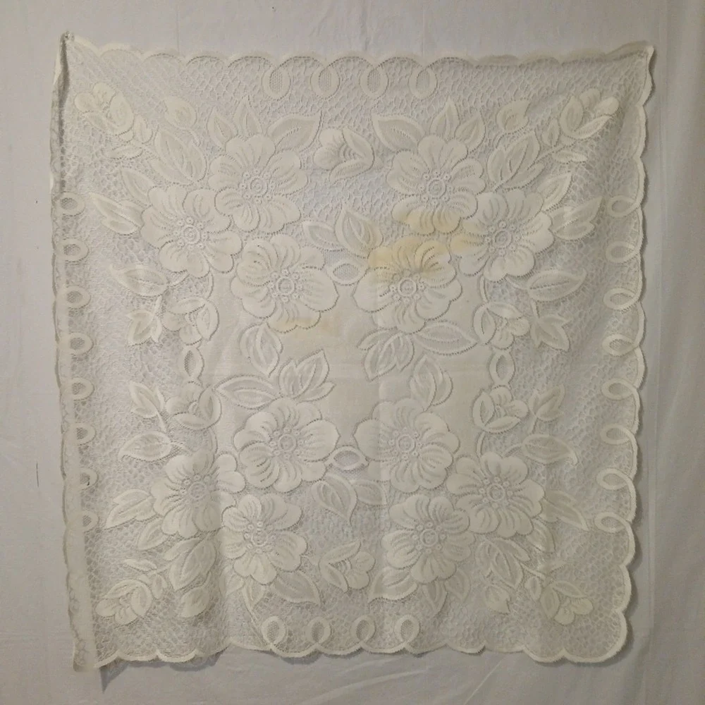 Vintage‎ Polyester Doily, Small Tablecloth For Accent Table 35 Inch By 35 In
